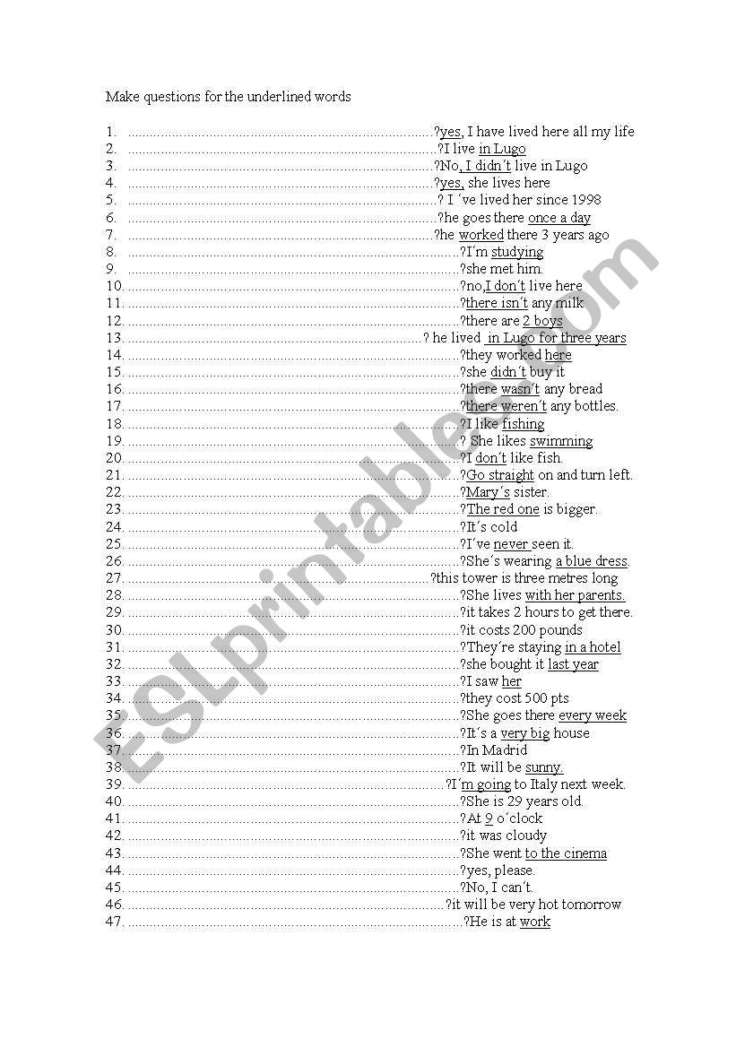 making questions worksheet