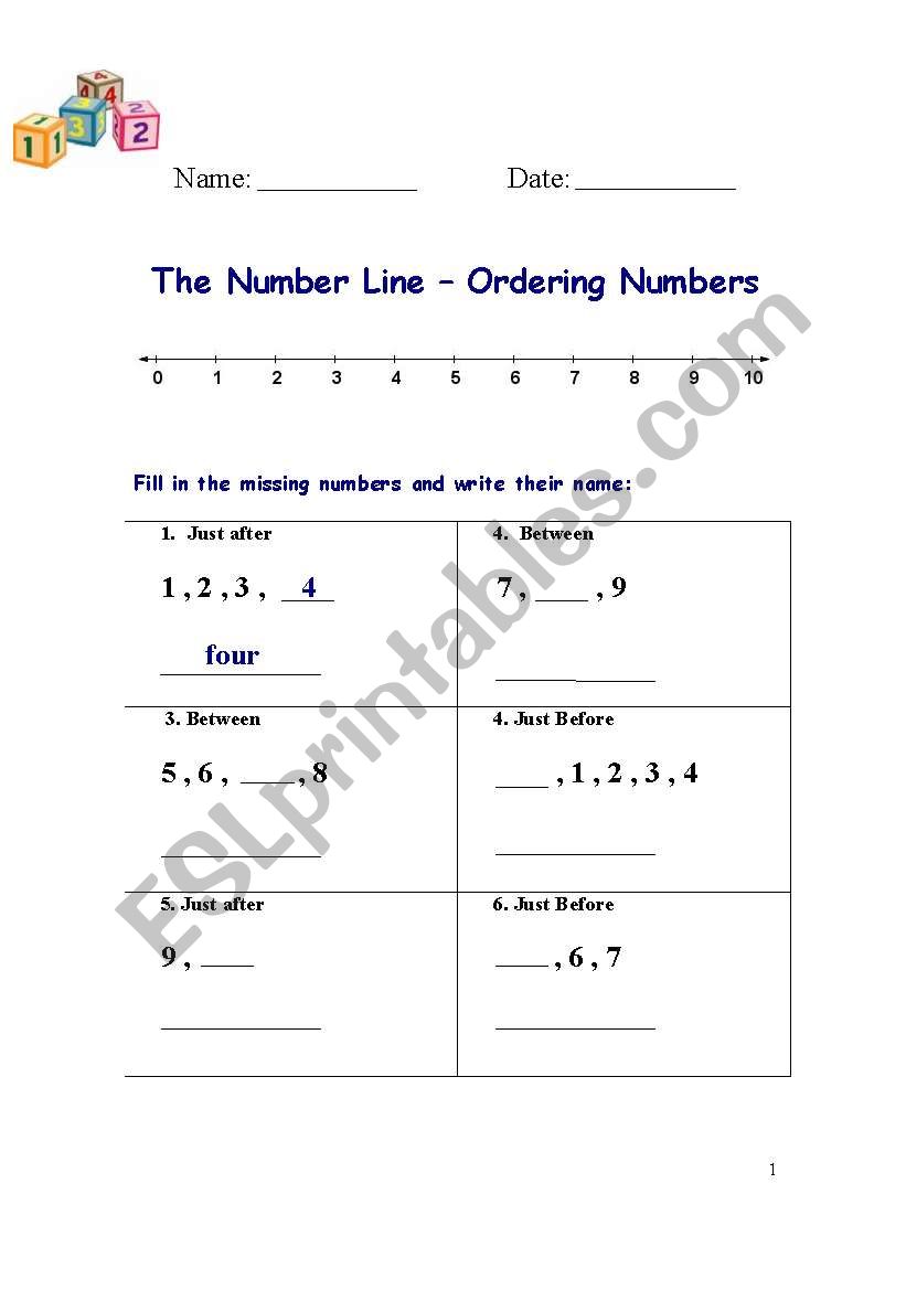 ordering numbers worksheet