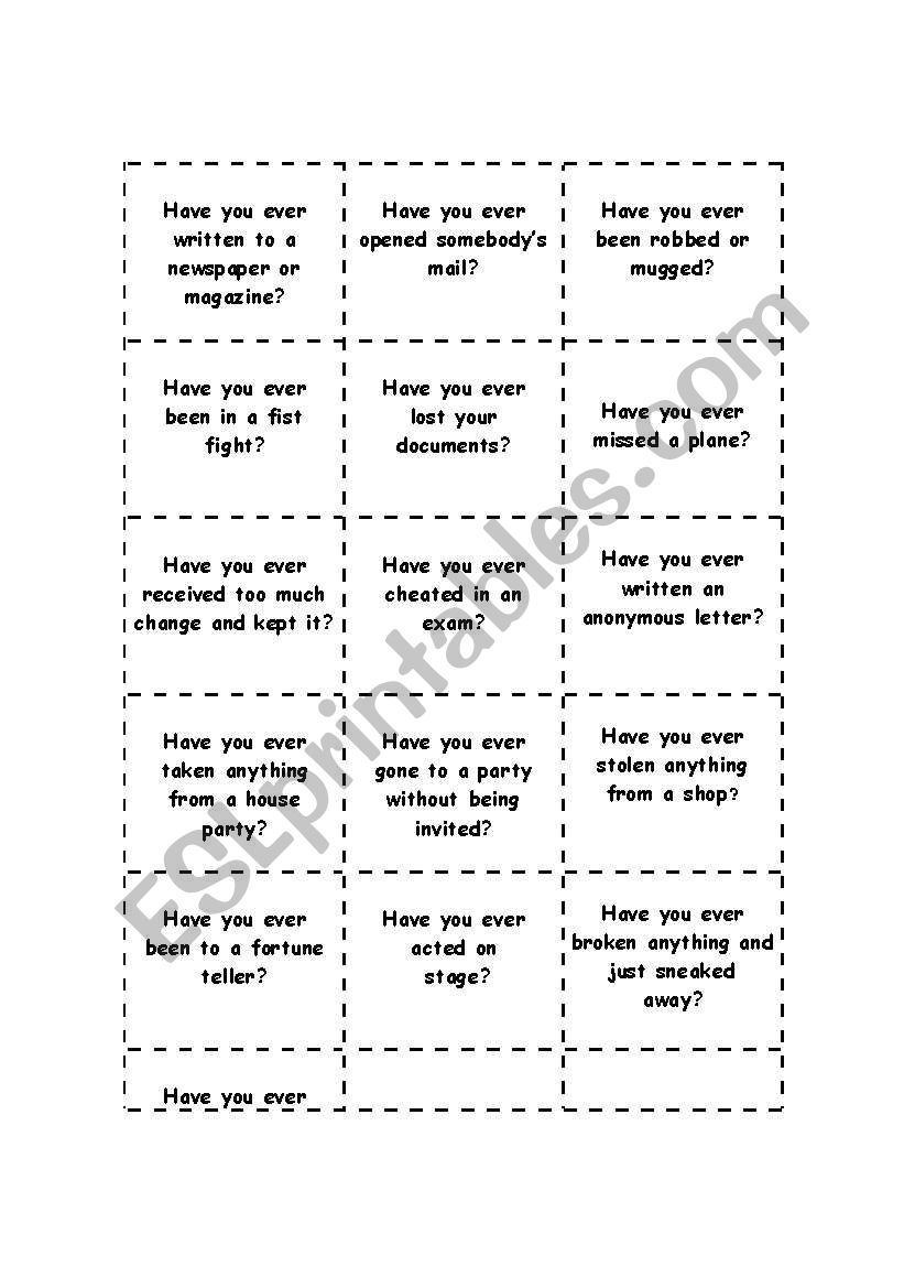 present perfect worksheet