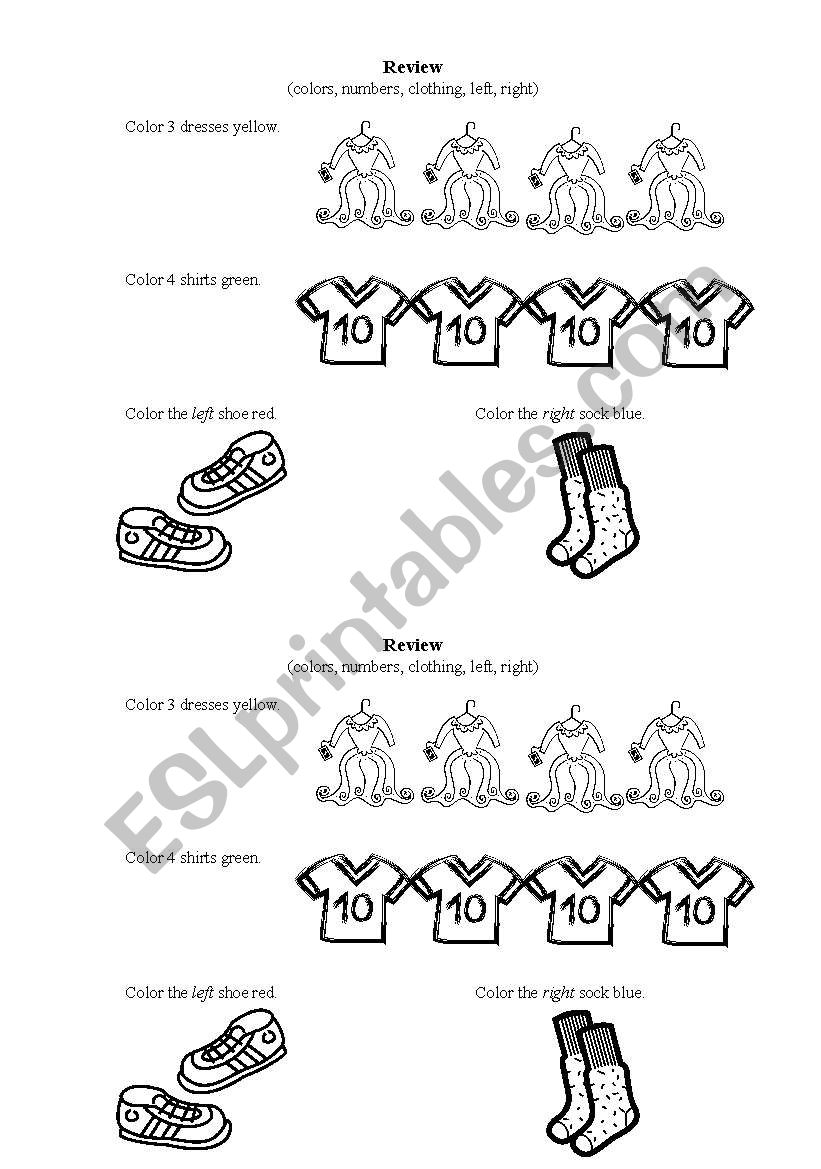 Coloring Review  worksheet