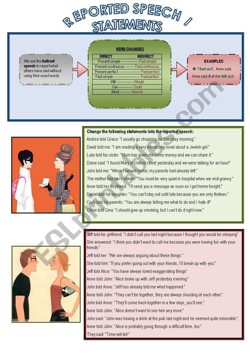 Reported Statements worksheet