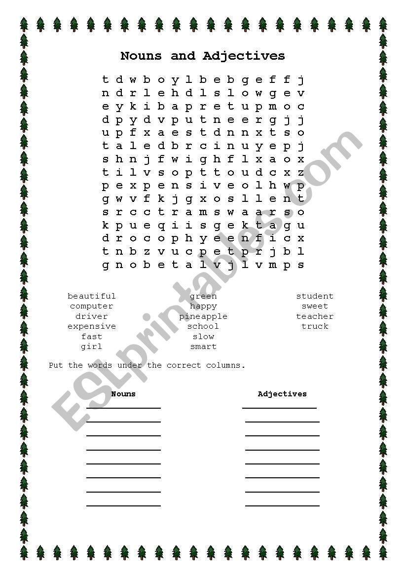 Nouns and Adjectives worksheet