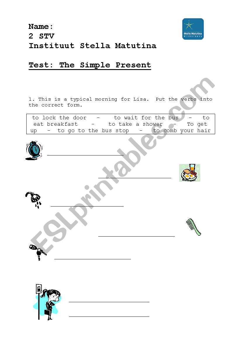 Test/exercise Simple Present worksheet