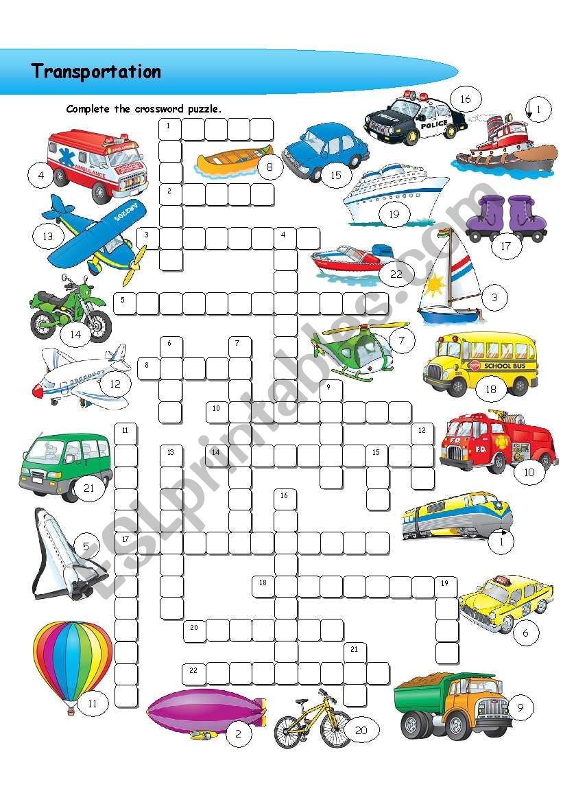 Transportation - crossword puzzle