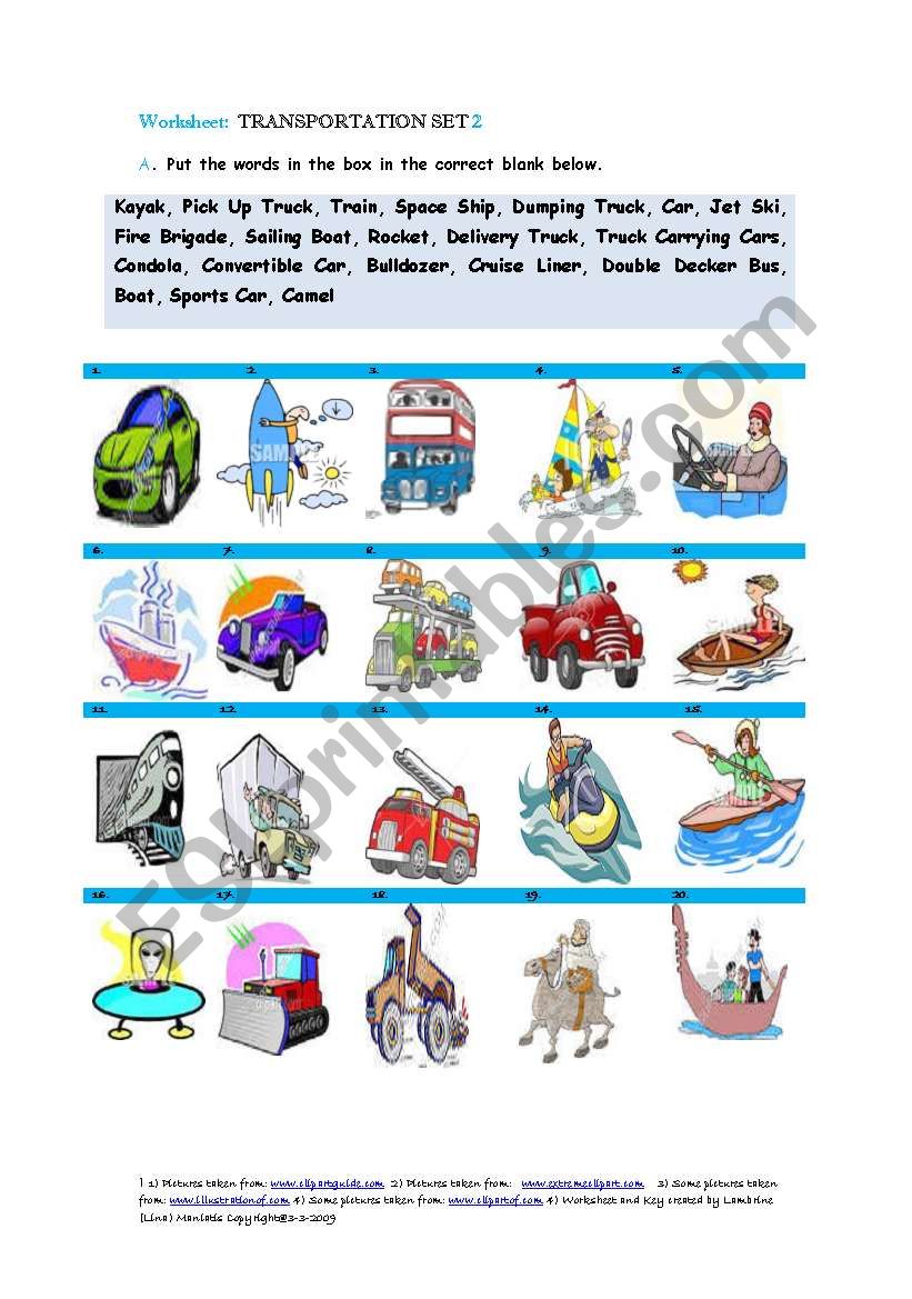 Transportation Set 2 worksheet