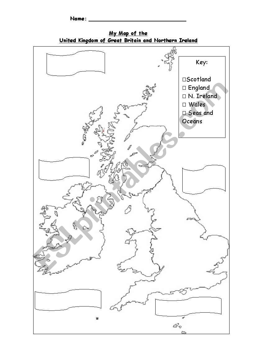 Map of U.K. worksheet