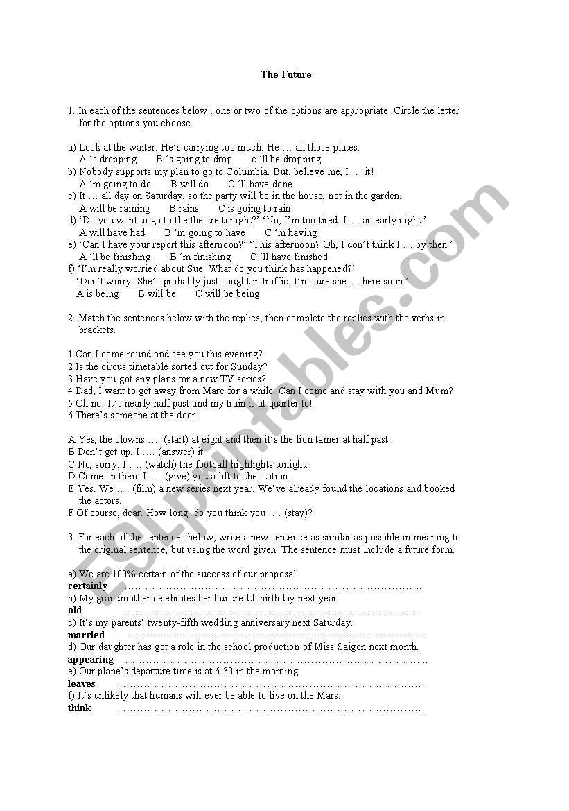 future tenses worksheet