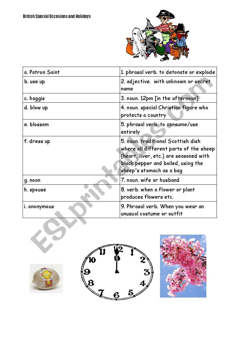 UK Special Days/Holidays/Occasions 4 pages