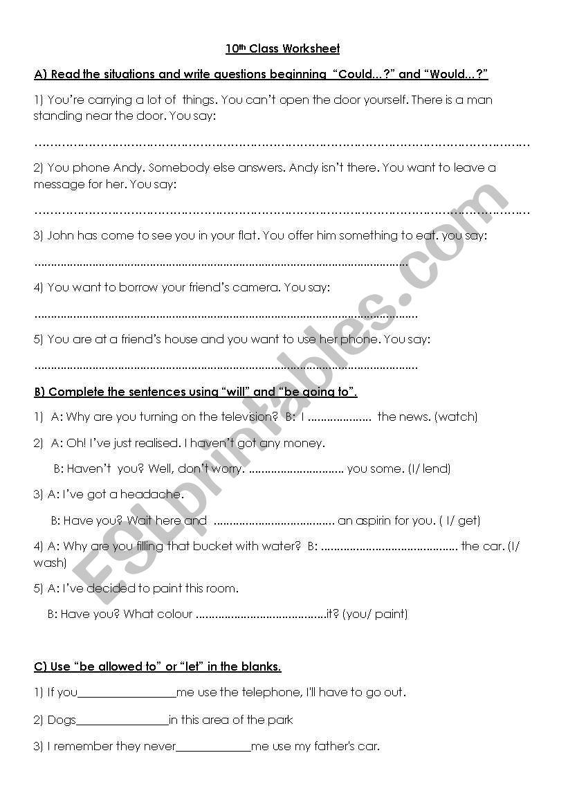Mixed Exercises worksheet