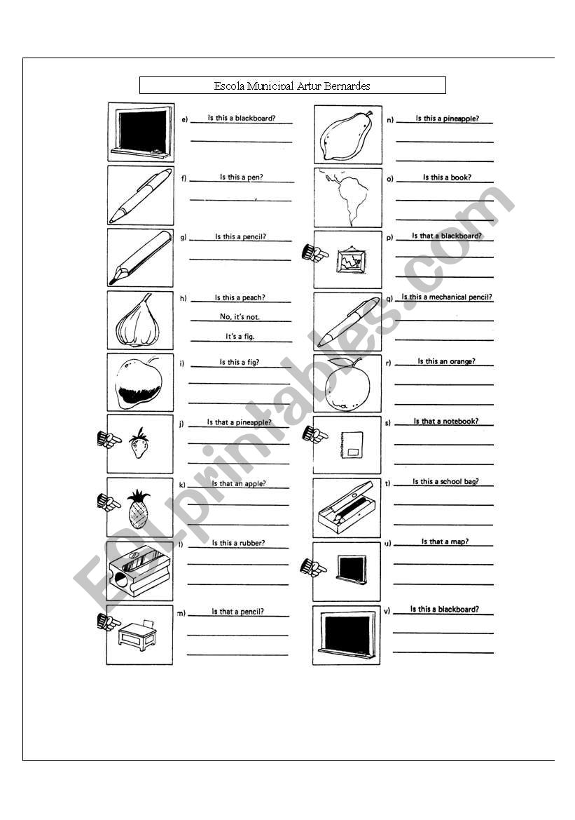 exercises about this /that worksheet