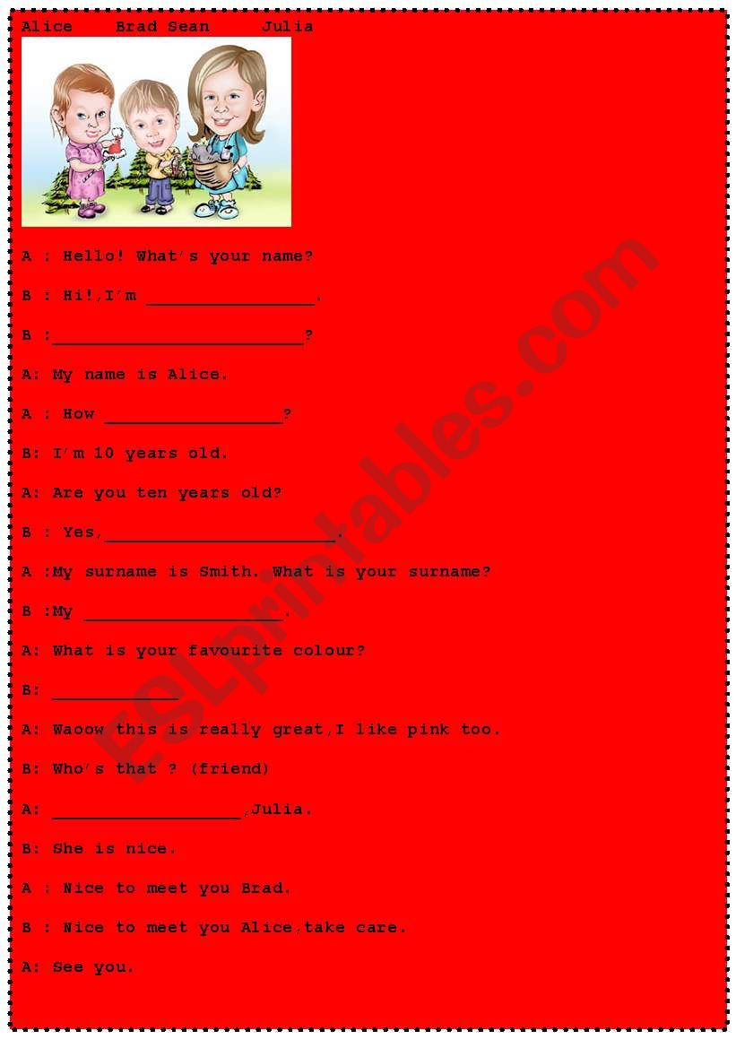 ENJOYABLE AND USEFUL DIALOGUE FOR YOUNG LEARNERS :)