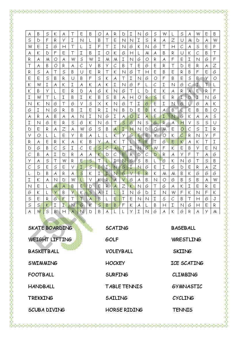 Sports puzzle worksheet