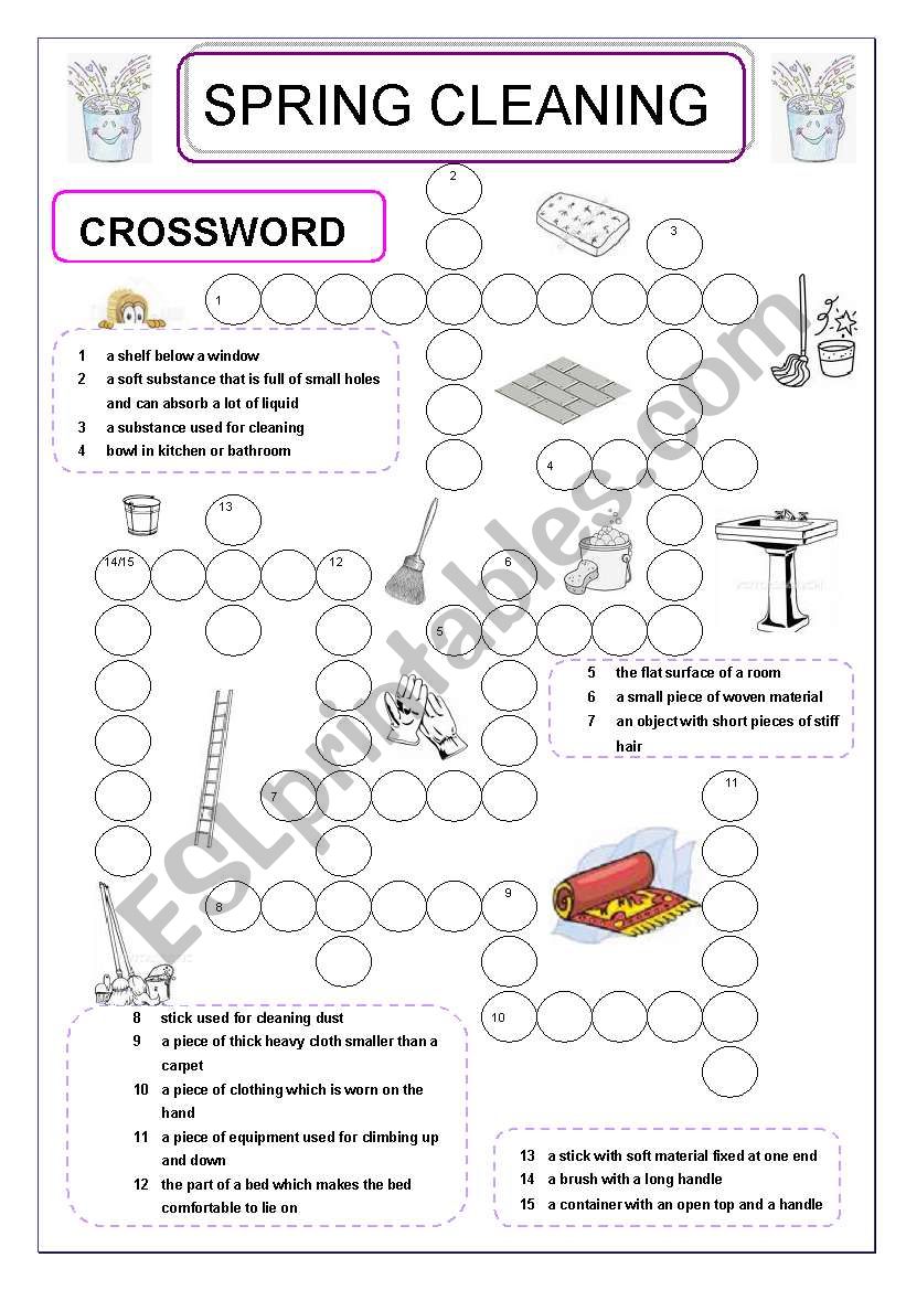 spring cleaning crossword worksheet