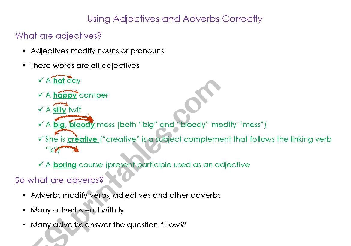 Using Adjectives and Adverbs Correctly.