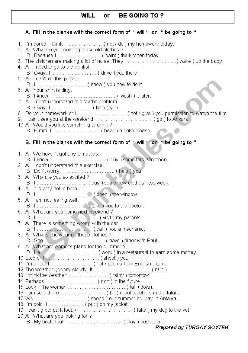 FUTURE TENSES worksheet