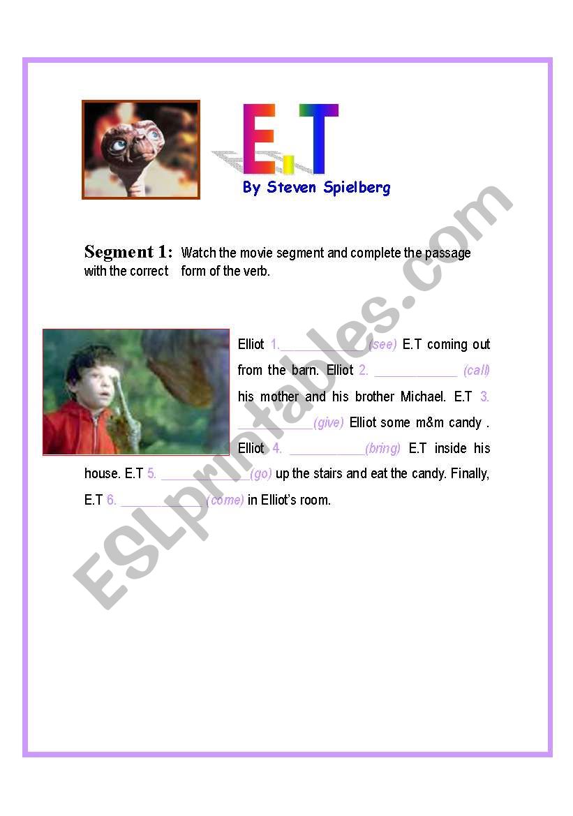 E.T Movie Segment 1 - Simple Present 