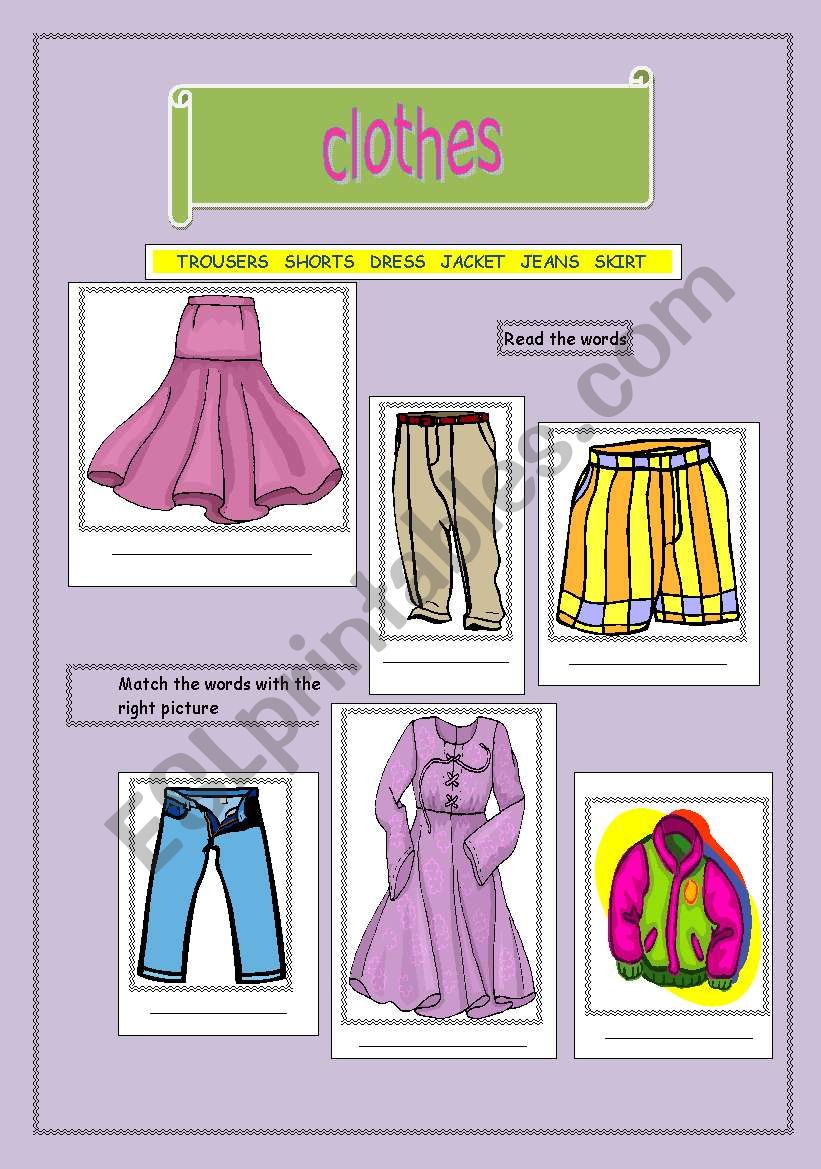 Clothes worksheet