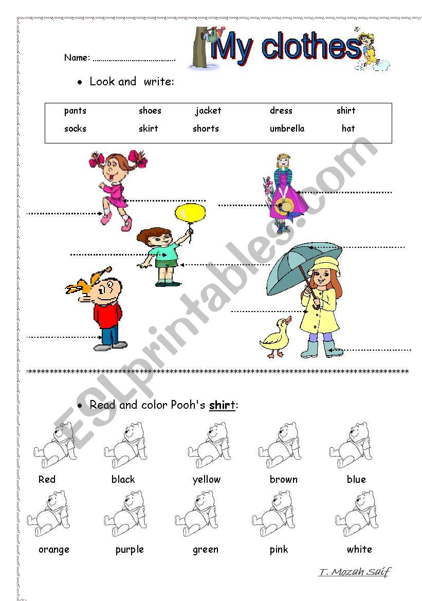 clothes and colors worksheet