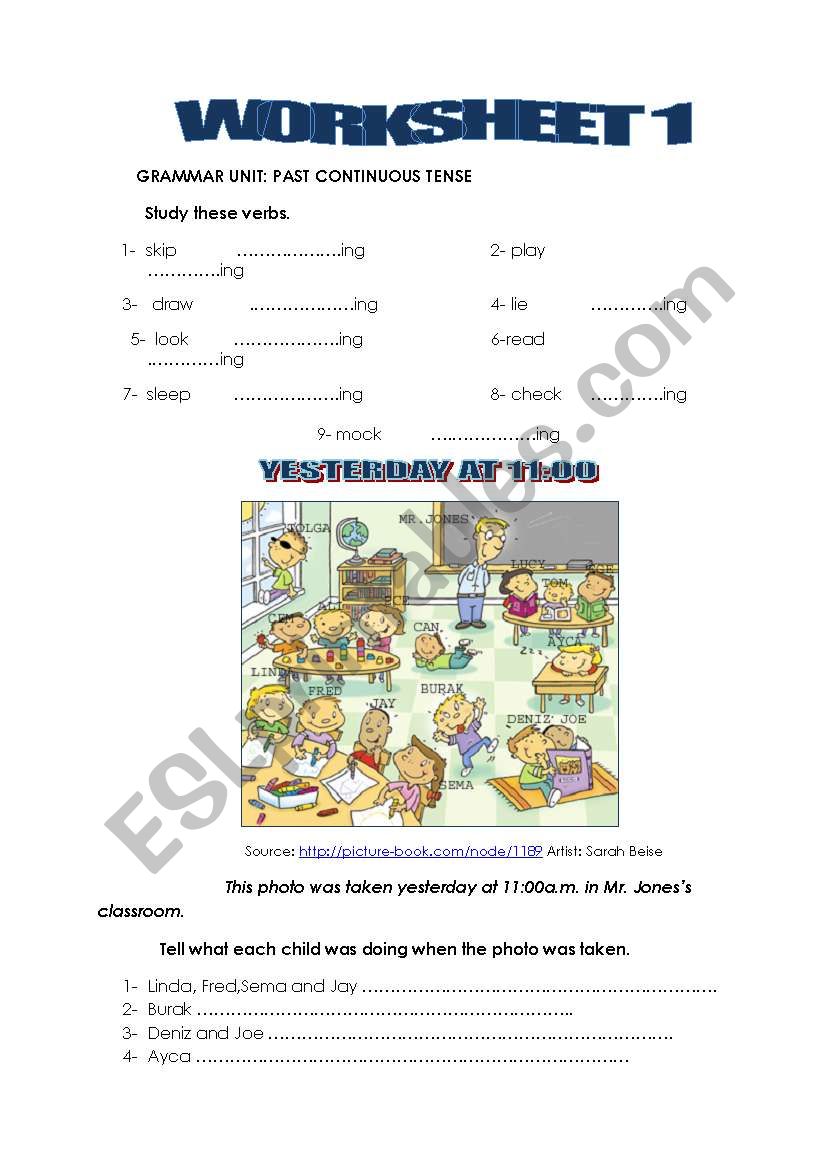 past continouos tense worksheet