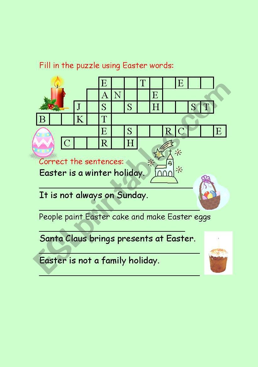 Easter puzzle worksheet