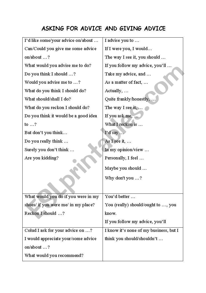 ADVICE worksheet