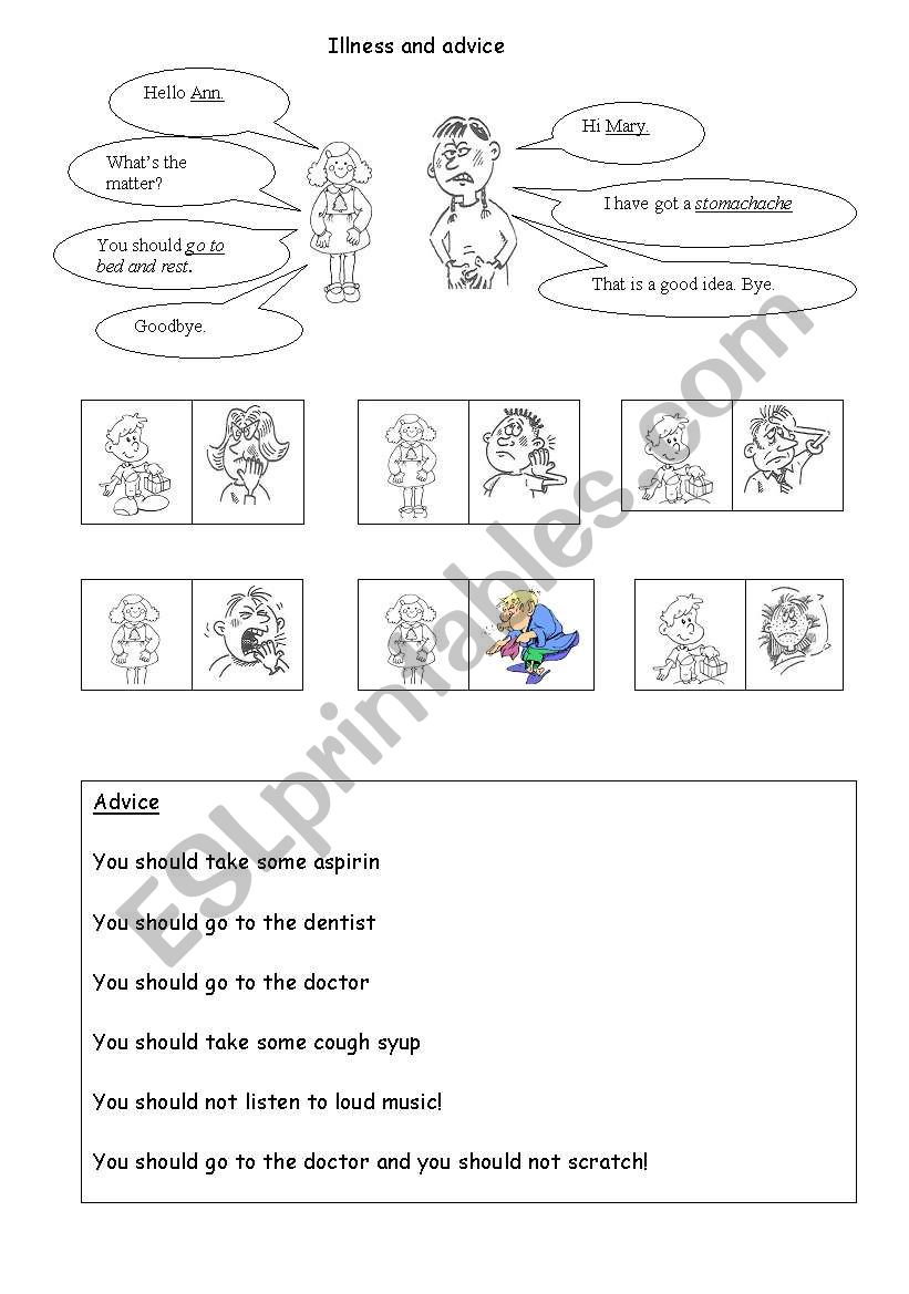 illness and advice worksheet