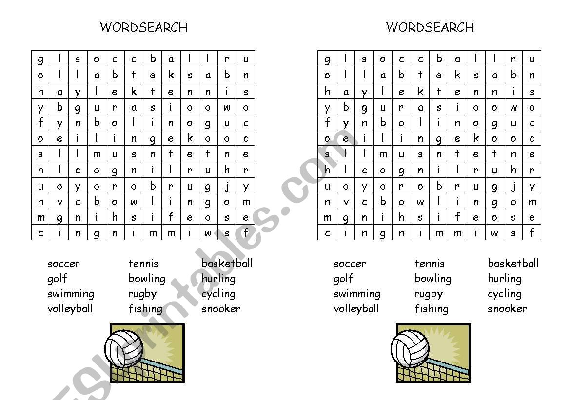 Sports Wordsearch worksheet