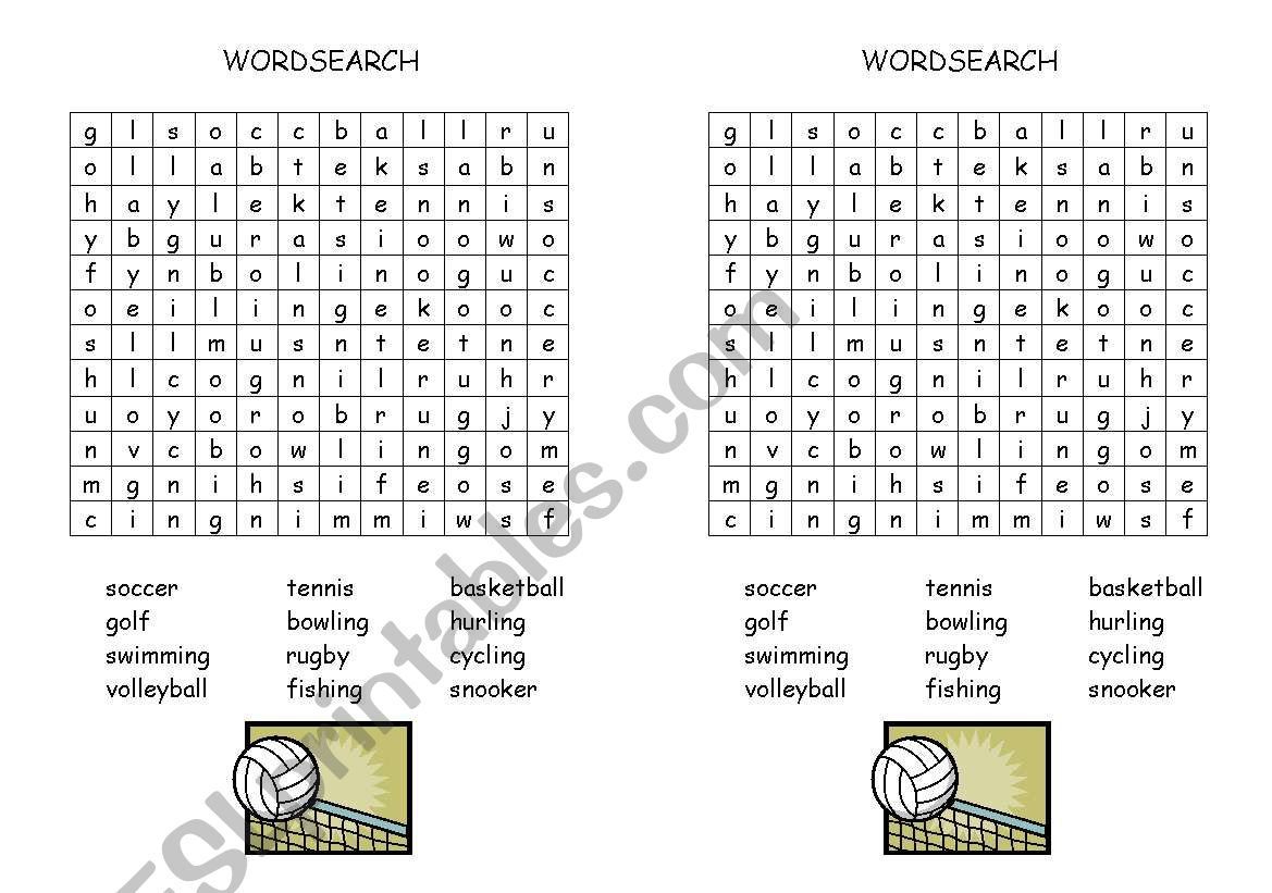 Sports Wordsearch worksheet