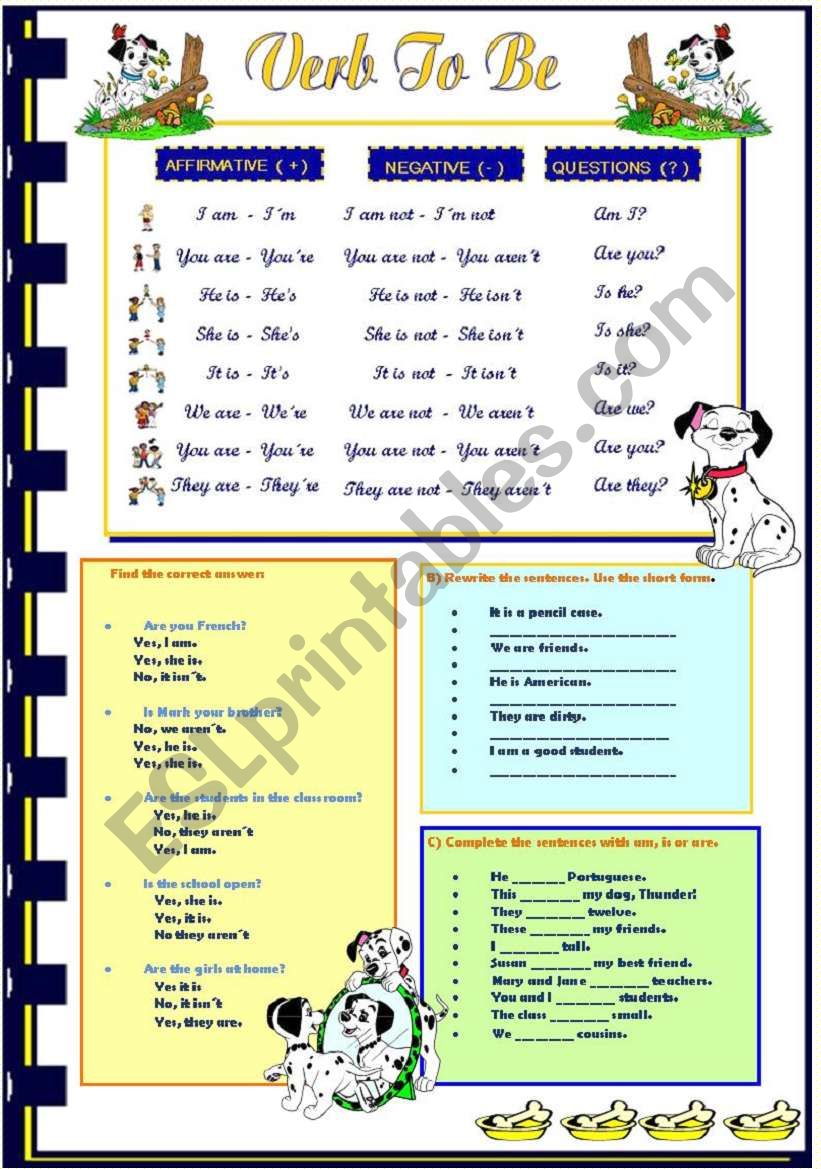 Verb TO BE (review) worksheet