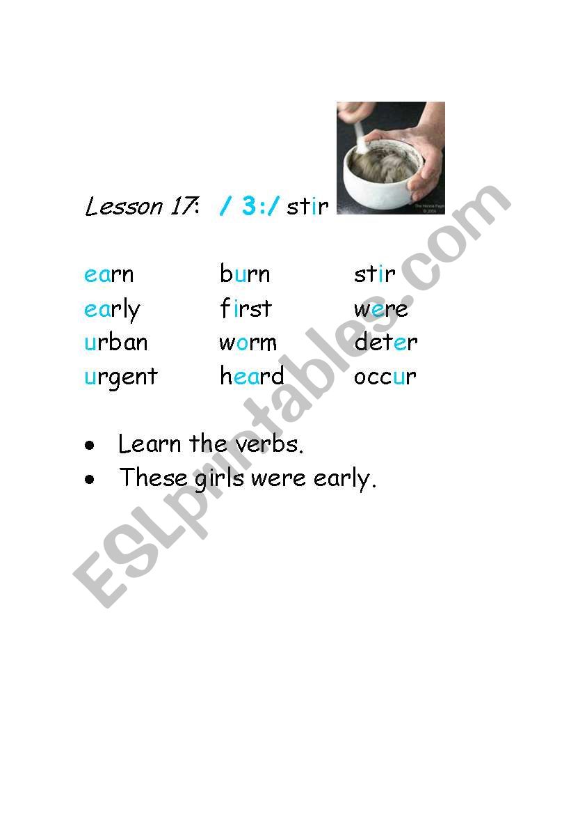 Phonetics-vowel sound /3:/ worksheet