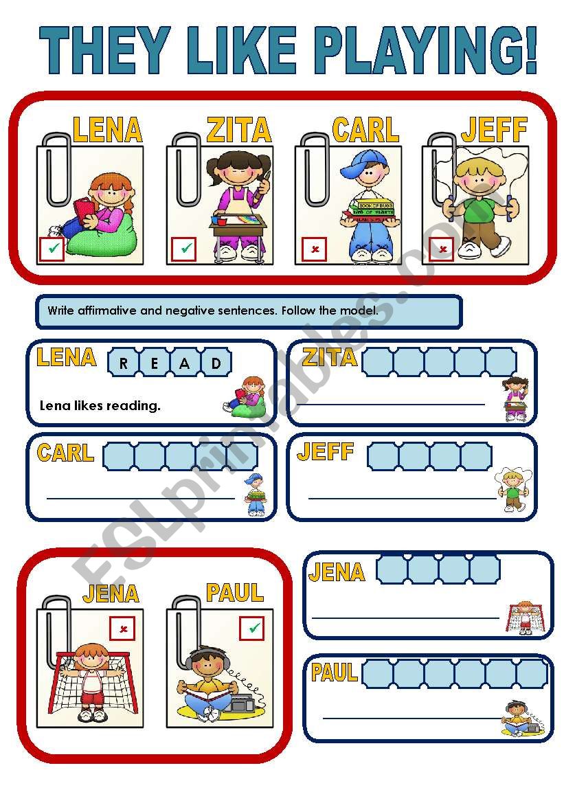 THEY LIKE PLAYING! worksheet