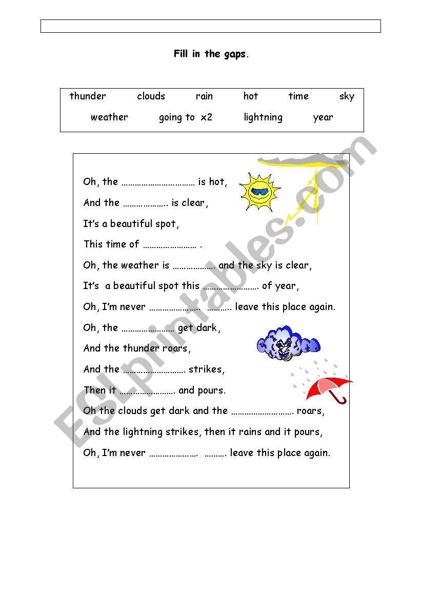 Weather - Gap Fill exercise worksheet