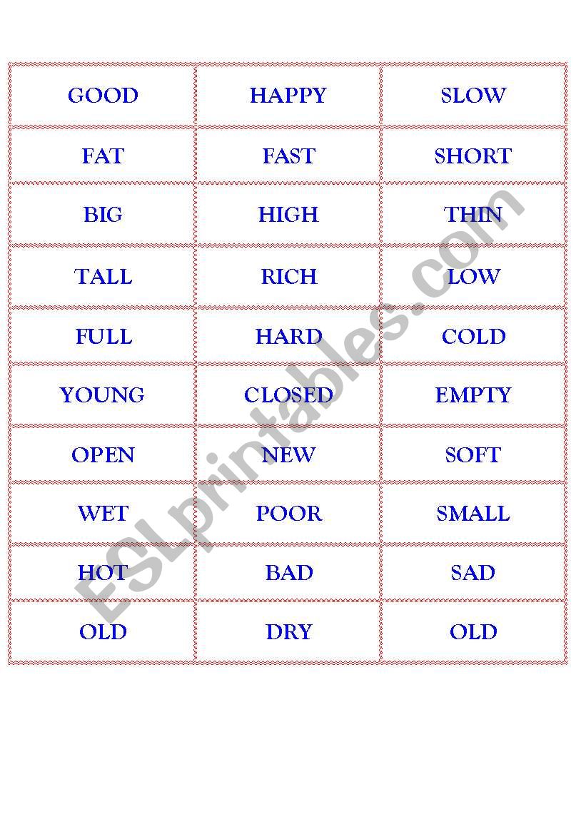 MATCH OPPOSITE ADJECTIVES 01 worksheet