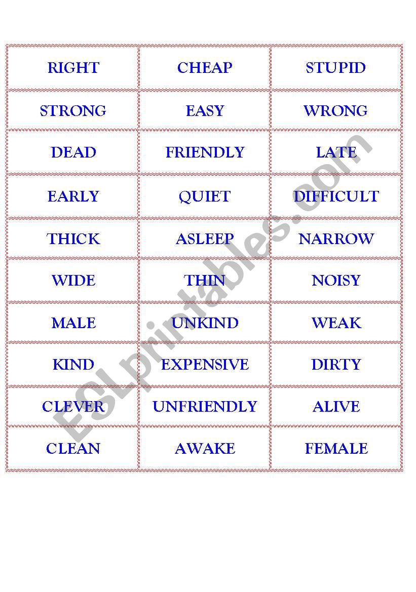 MATCH OPPOSITE ADJECTIVES 02 worksheet