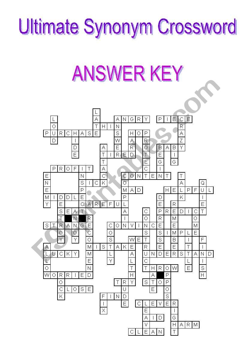 Ultimate Synonym Crossword - ANSWER KEY