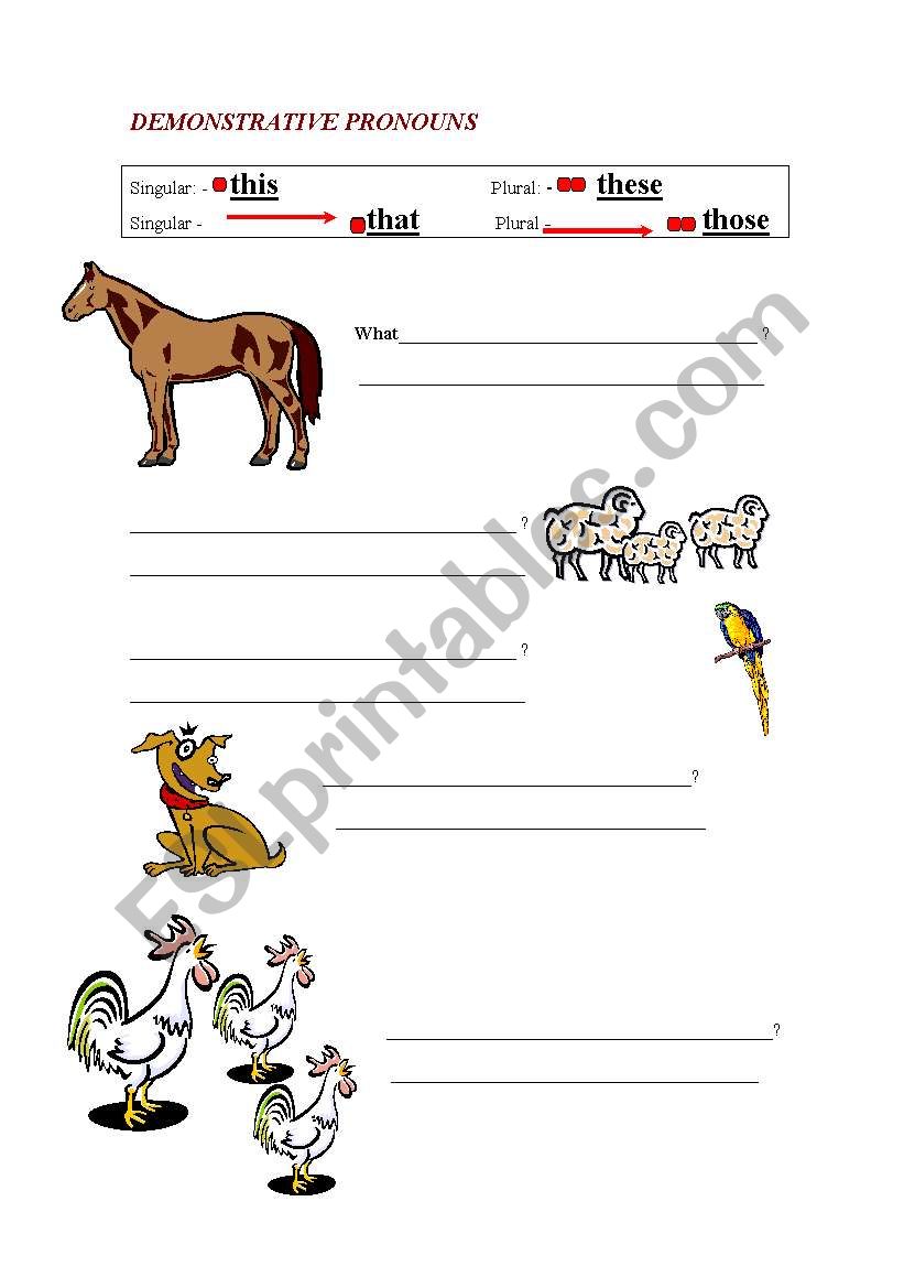 Demonstrative pronouns worksheet