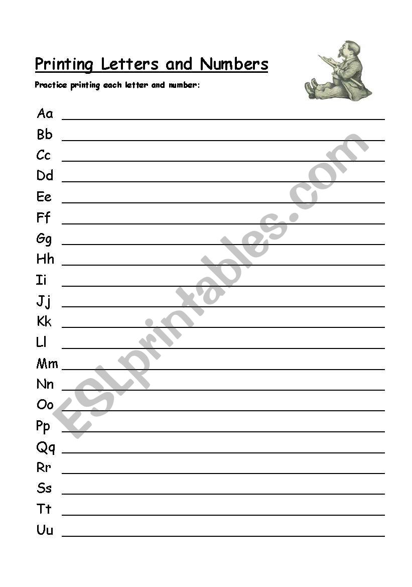 Alphabet Printing Practice worksheet