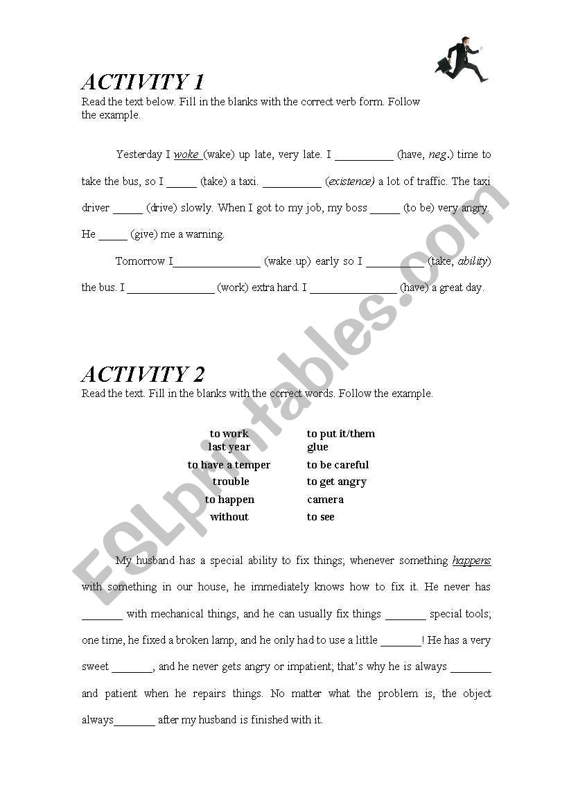 Activities worksheet