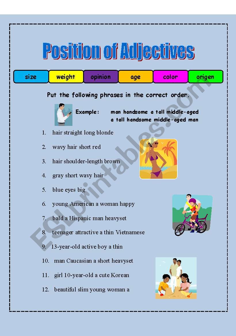 Position Of Adjectives ESL Worksheet By Nalawood
