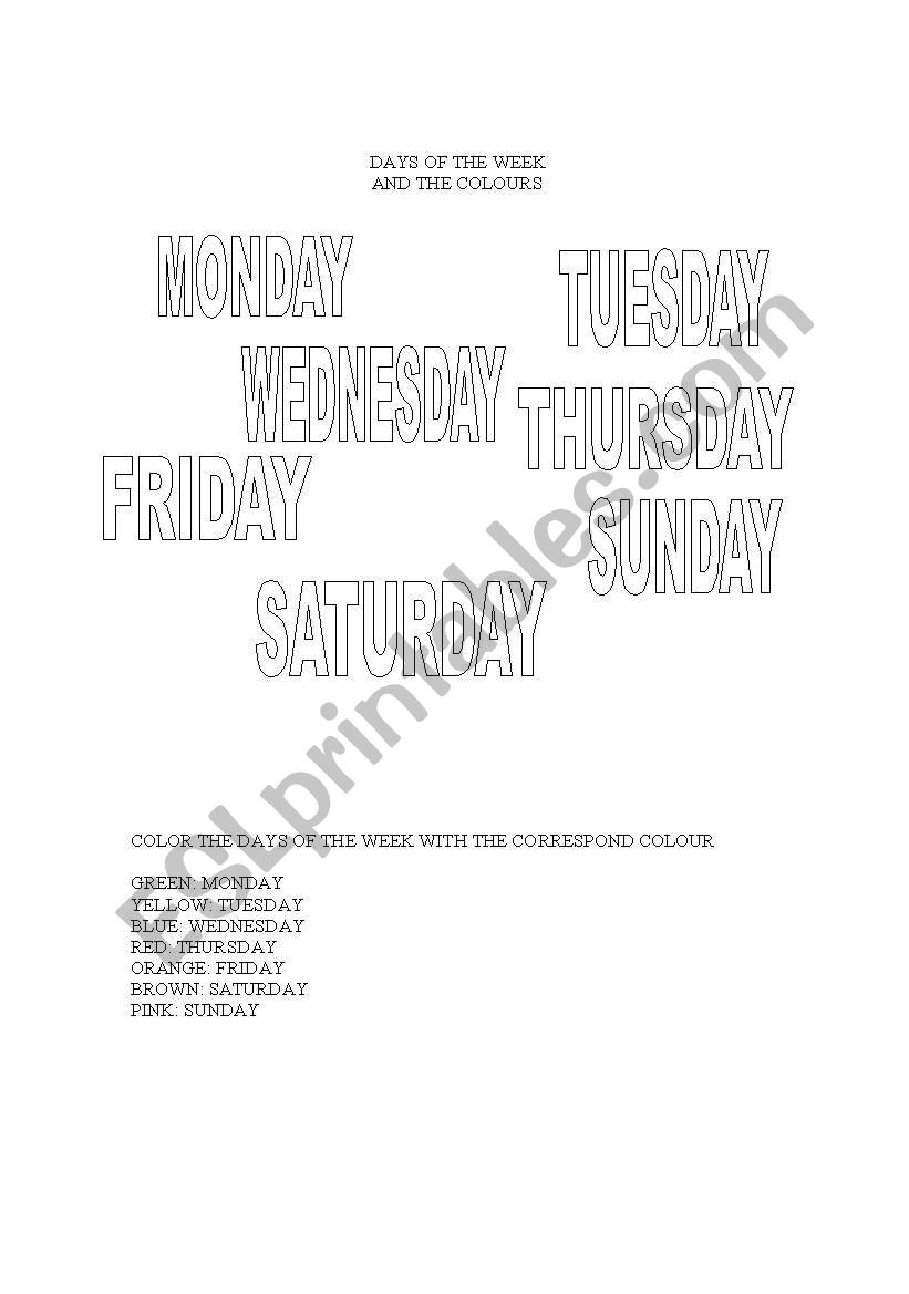 THE DAYS OF THE WEEK worksheet