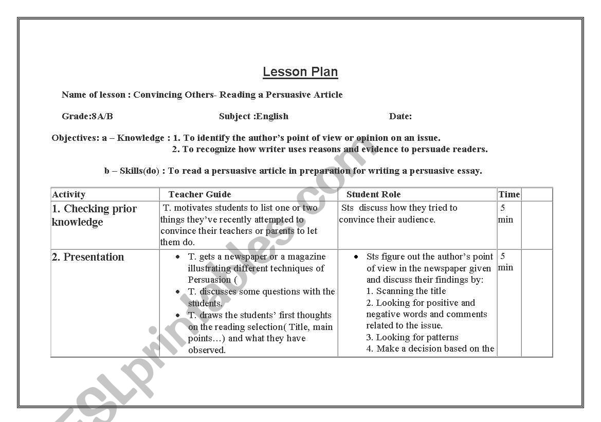 lesson plan worksheet