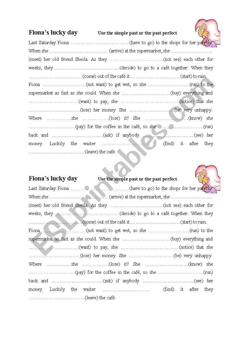 Fionas lucky day worksheet