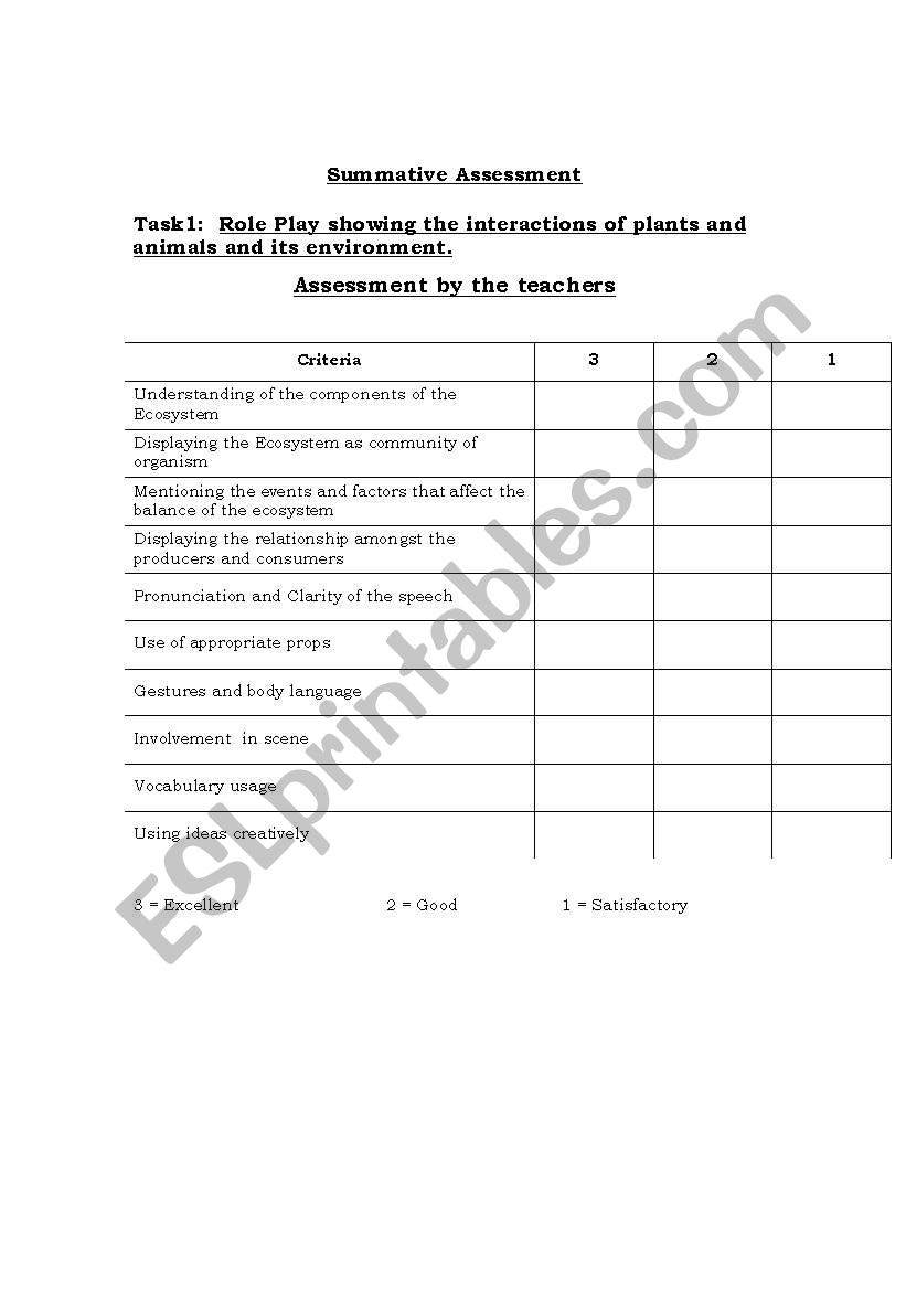 ASSESSMENT  worksheet