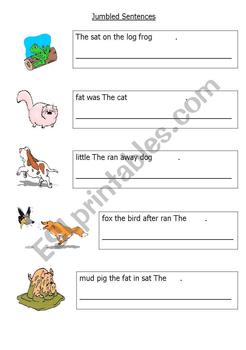 English Worksheets Easy Jumbled Sentences