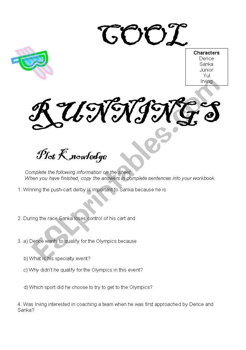 Cool Runnings worksheet