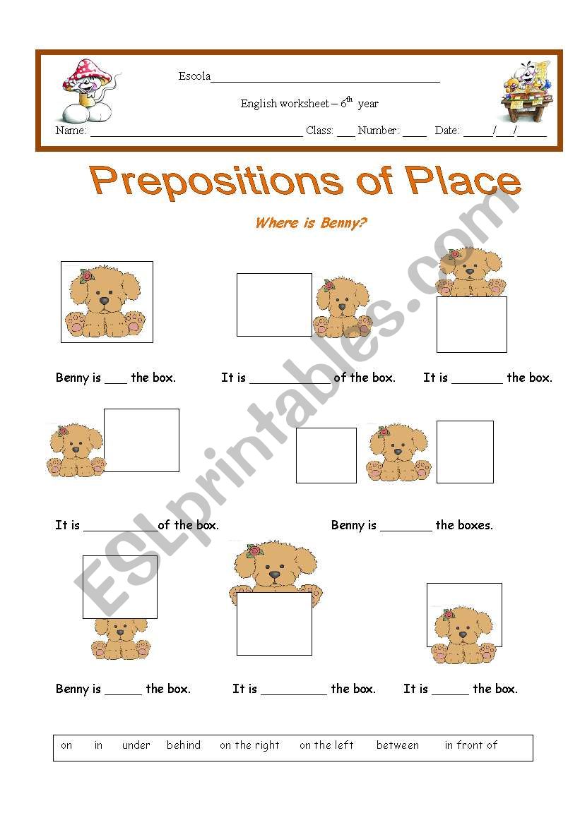 Prepositions of place worksheet