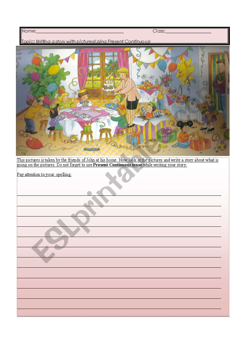 Writng a story with picture  worksheet