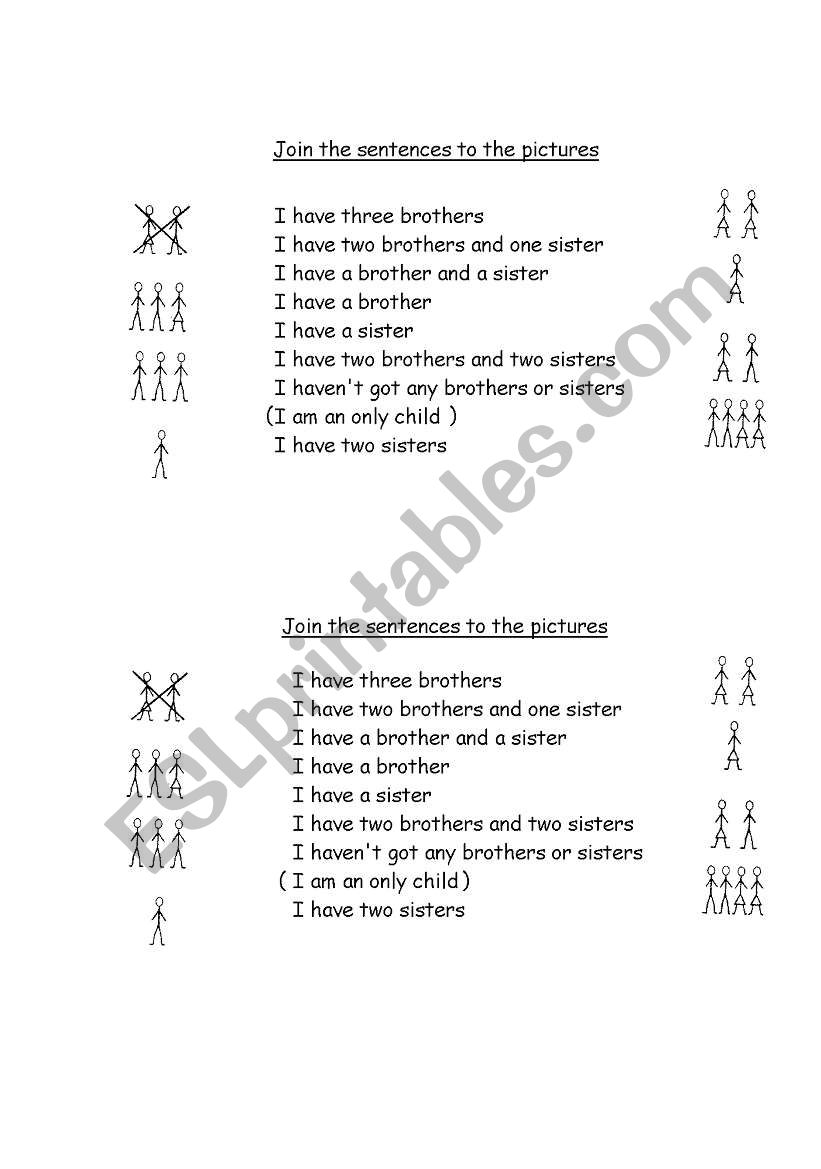 Brothers and sisters worksheet