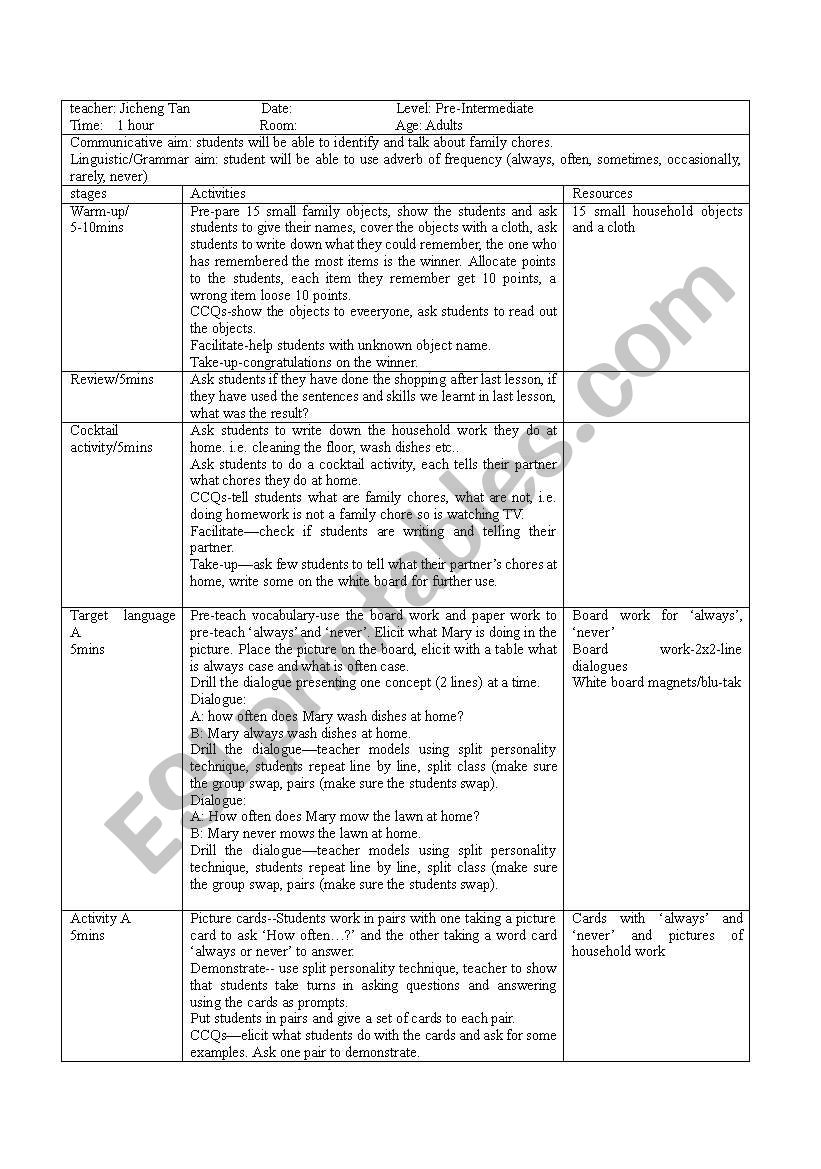 at home worksheet