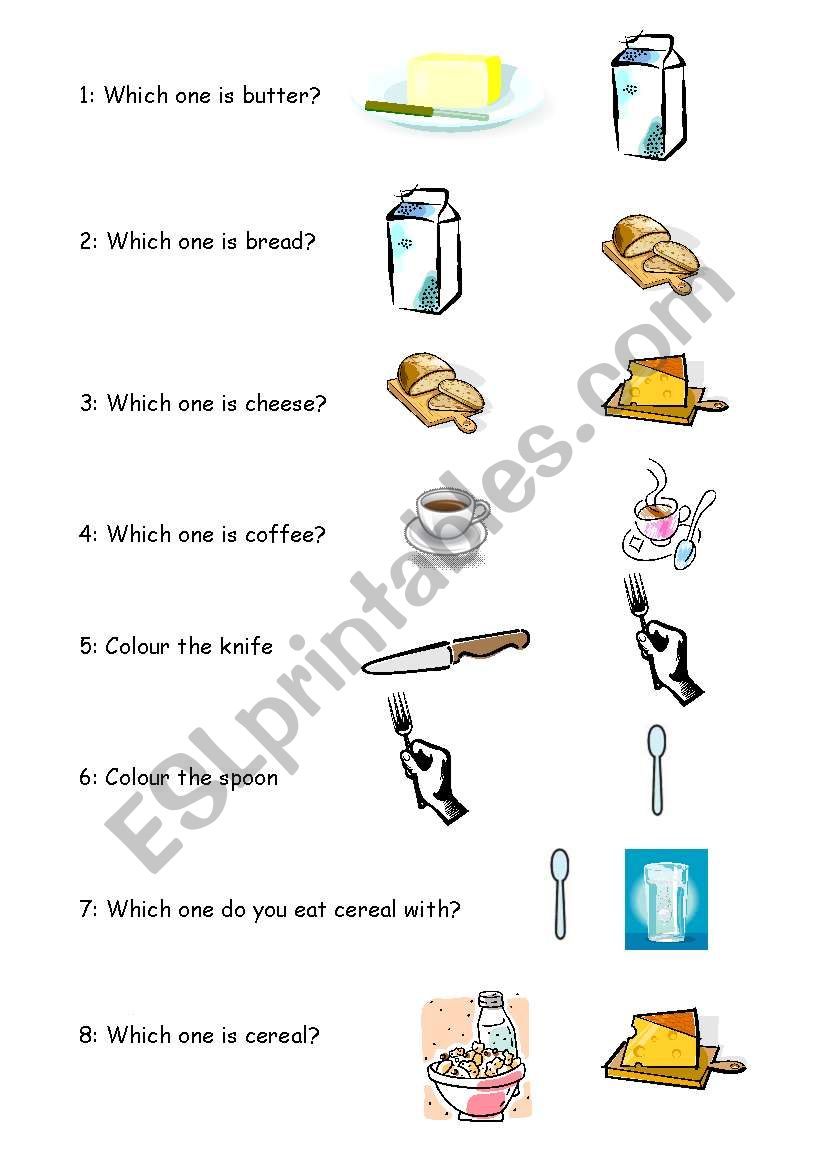 Breakfast part 1 worksheet